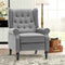 Mid Century Wingback Recliner Chair for Adults, Modern Linen Fabric Push Back Recliner Chairs with Button Tufted Upholstered Back & Footrest, Manual Recliner Chais for Living Room, Nursery, Gray