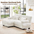Loveseat Modular Sectional Sofa, L Shaped Couch with Ottoman, Cloud Couch Sectional Couch Home Sofa Living Room Oversized Couch Deep Seat Couch with Round Bolster Armrests 4 Pillows(White)