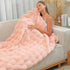 RYNGHIPY Faux Fur Bed Blankets Fluffy Warm Throw Blanket for Sofa Couch Soft Plush Decorative Blanket Thick and Heavy Cute Bubble Furry Blanket (Blush, 51''x63'')