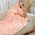 RYNGHIPY Faux Fur Blanket for Couch Fluffy Warm Throw Blanket for Sofa Bed Soft Plush Thick Bubble Blanket (Blush, 63''x79'')