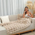 RYNGHIPY Faux Fur Blanket for Couch Fluffy Warm Throw Blanket for Sofa Bed Thick Furry Bubble Blanket (Camel, 51''x63'')