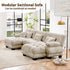 U Shaped Couch Sectional Couch, 3-Seater Cloud Couch Sectional Oversized Couch, Sofa Bed Couch with Round Bolster Armrests 5 Pillows, Modular Couch Home Sofa Living Room Couch