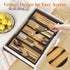 Lifewit Utensil Organizer for Kitchen Drawer, Bamboo Cooking Utensil Tray, Expandable Cutlery Silverware Flatware Holder, Adjustable Spatula Tools Gadgets Storage Divider, Large, Natural and Black
