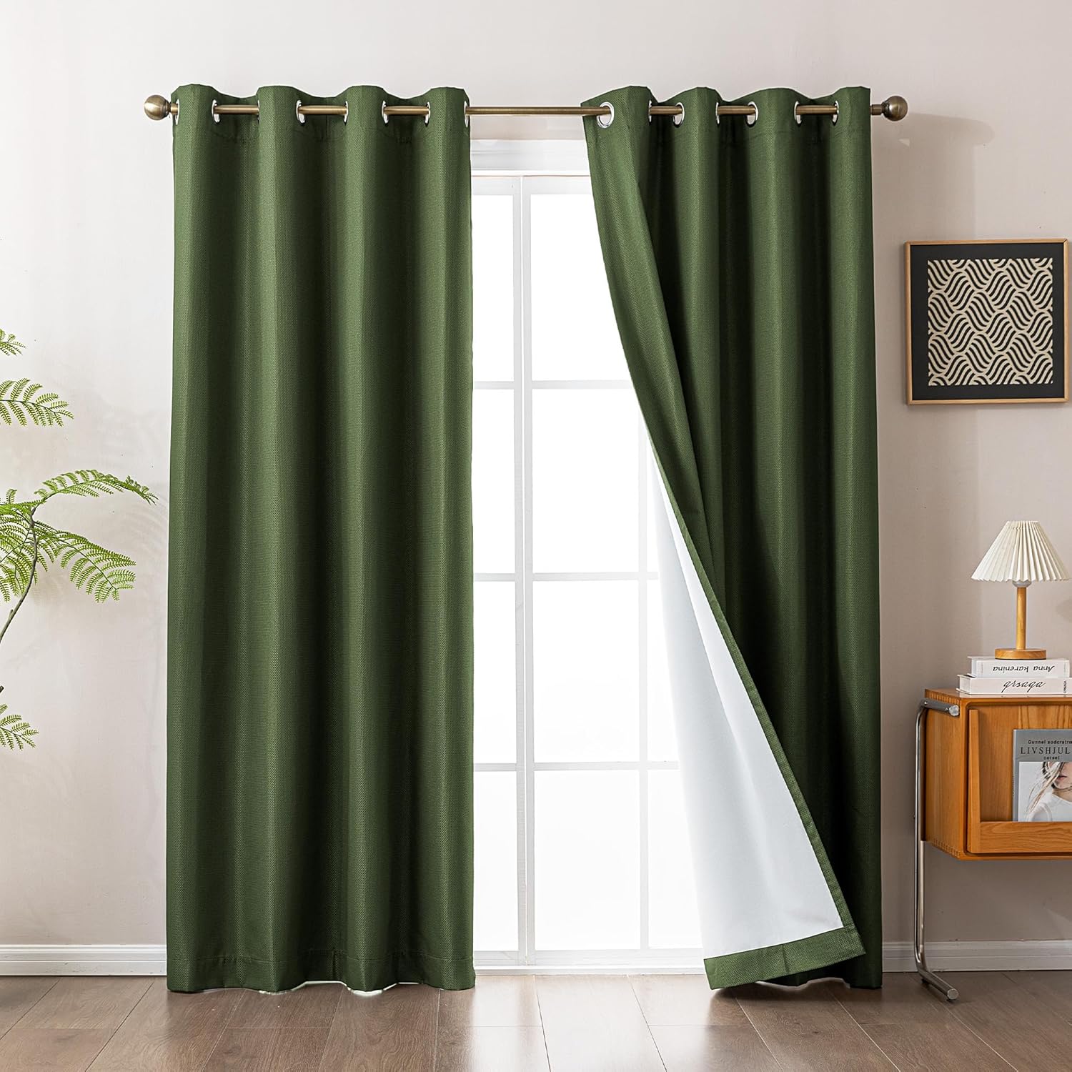 Blackout Curtains for Room Darkening Window Drapes with Rod Pocket 2 Panels Set-Sage Green