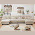 U Shaped Couch Sectional Couch, 4-Seater Cloud Couch Sectional Oversized Couch, Sofa Bed Couch with Round Bolster Armrests 6 Pillows, Modular Couch Home Sofa Living Room Couch