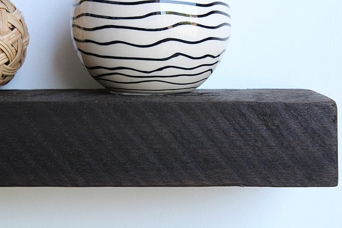 Urban Legacy Reclaimed Barnwood Planks | Floating Shelves for Wall w/Flush Mount Shelf Bracket Set Included | Set of 2 (Coffee Bean, 18