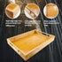 Bamboo Wood Serving Tray with Gold Polished Metal Handles, Decorative Tray Platter Coffee Table Tray Rectangular Wooden Breakfast Tray for Ottoman, Kitchen, Bedroom, Lap &Couch - 15x10.4 Inch