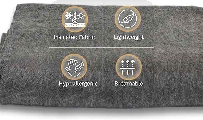 Alpaca Wool Throw Blanket | Warm, Ultra-Soft, Breathable, Non-Itchy Blanket-Throw | Hypoallergenic and Beautiful Fabric (Gray)