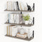 Heimlove Floating Shelves for Wall 24 Inches,8 Inches Deep Wall Bookshelf Mounted Display&Storage Wood Shelves for Kitchen Bathroom Laundry Living Room,Set of 3 (Silver Grey)