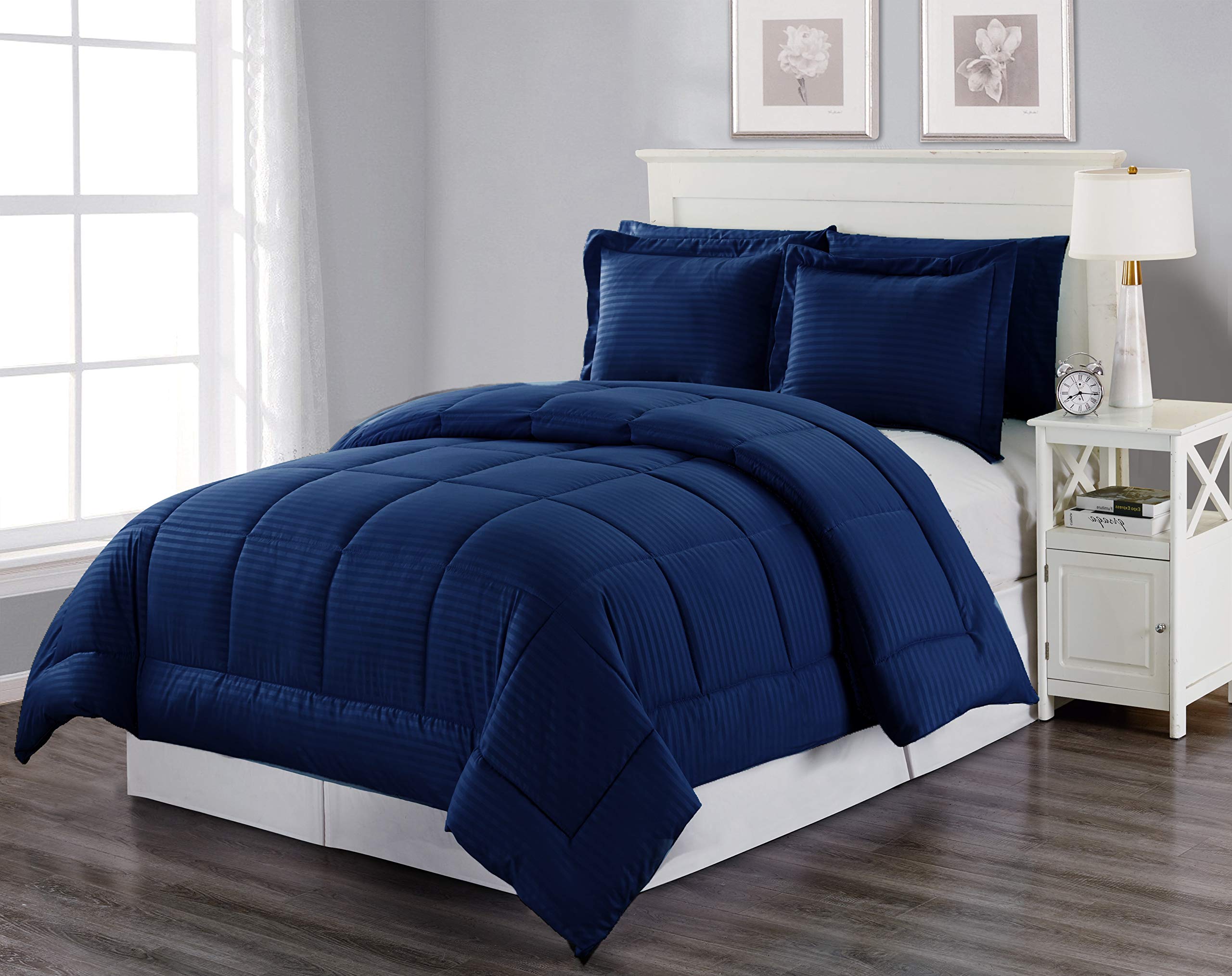 Decor & More Home Essentials 3 Piece Embossed Stripe Down Alternative Comforter Set