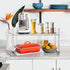 Expandable Cabinet Shelf Organizer Rack, Stackable Kitchen Counter Storage Shelves Stand, Adjustable Height Pantry Shelf Spice Rack (White, 1 Pack)