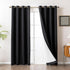 Blackout Curtains for Room Darkening Window Drapes with Rod Pocket 2 Panels Set-Black