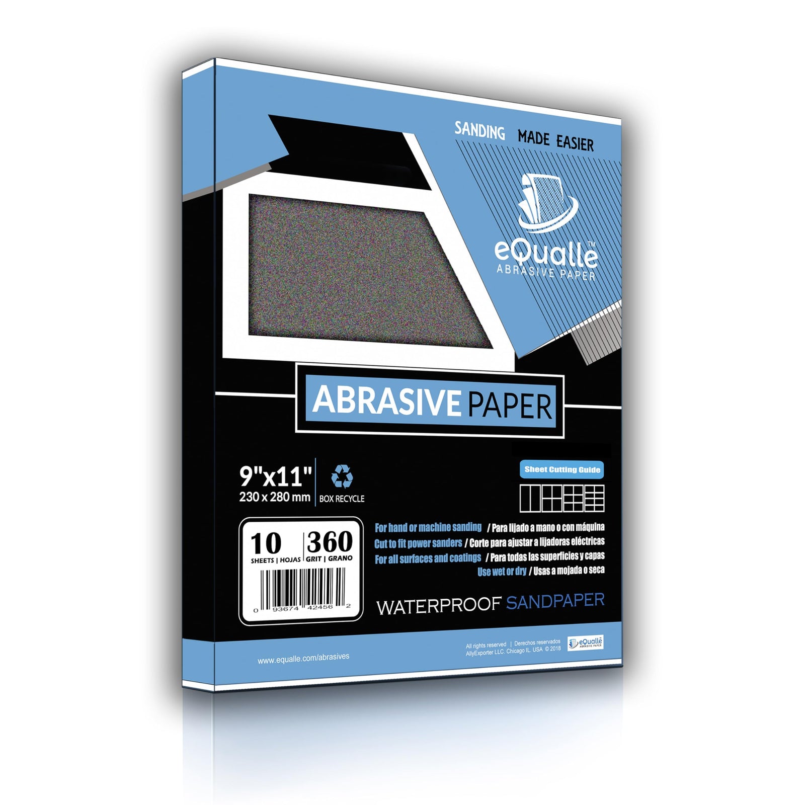 360 Grit Sandpaper Sheets – 10 Pack, 9x11 in, Wet or Dry Use