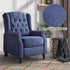 CANMOV Push Back Recliner Chair,Accent Chair, Mid Century Wingback Recliner, Fabric Push Back Recliner Chair Single Armchair Sofa with Rivet Decoration, Button-Tufted Back for Living Room,Dark Blue