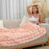RYNGHIPY Faux Fur Blanket for Couch Fluffy Warm Throw Blanket for Sofa Bed Soft Plush Thick Bubble Blanket (Blush, 63''x79'')
