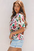 Adele Floral Slit V Neck Blouse