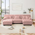 U Shaped Couch Sectional Couch, 3-Seater Cloud Couch Sectional Oversized Couch, Sofa Bed Couch with Round Bolster Armrests 5 Pillows, Modular Couch Home Sofa Living Room Couch(Pink)