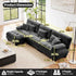 L Shaped Couch Sectional Couch, 3-Seater Cloud Couch Sectional Oversized Couch, Sofa Bed Couch with Round Bolster Armrests 5 Pillows, Modular Couch Home Sofa Living Room Couch(Gray)