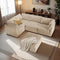 Modular Sectional Sofa with Chaise, U-Shaped 5-Seater Cloud Couch for Living Room, Plush Corduroy Fabric, Includes Movable Ottoman, Beige
