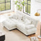 Loveseat Modular Sectional Sofa, L Shaped Couch with Ottoman, Cloud Couch Sectional Couch Home Sofa Living Room Oversized Couch Deep Seat Couch with Round Bolster Armrests 4 Pillows(White)
