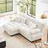 Loveseat Modular Sectional Sofa, L Shaped Couch with Ottoman, Cloud Couch Sectional Couch Home Sofa Living Room Oversized Couch Deep Seat Couch with Round Bolster Armrests 4 Pillows(White)