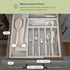 Premium Silverware, Flatware and Utensil Organizer for Kitchen Drawers, Food-Safe Contract Grade, Expandable from 10.5 to 19 In, Gray Bamboo