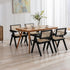 Rattan Dining Chairs Set of 4, Farmhouse Wicker Dining Chairs with Cane Seat Accent Armchair for Dining Room Kitchen Restaurant, Walnut