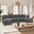 Modular Sectional Sofa, 130.7 Inch U Shaped Couch Set for Living Room, 4-Seater Comfy Cloud Couches with Two Movable Ottoman, Plush Corduroy, Gray