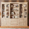 Vyre 71" Tall Farmhouse Bookshelves with Glass Doors and Drawers, Set of 3 – Large Modular Bookcase with Adjustable Shelves, Storage Cabinet for Living Room, Kitchen, Brown