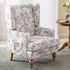 Mid-Century Accent Chair, Upholstered Arm Chair Linen Fabric Side Chair with High Back Solid Wooden Legs, Comfy Reading Chair for Living Room Bedroom, Floral Pattern