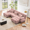 U Shaped Couch Sectional Couch, 3-Seater Cloud Couch Sectional Oversized Couch, Sofa Bed Couch with Round Bolster Armrests 5 Pillows, Modular Couch Home Sofa Living Room Couch(Pink)