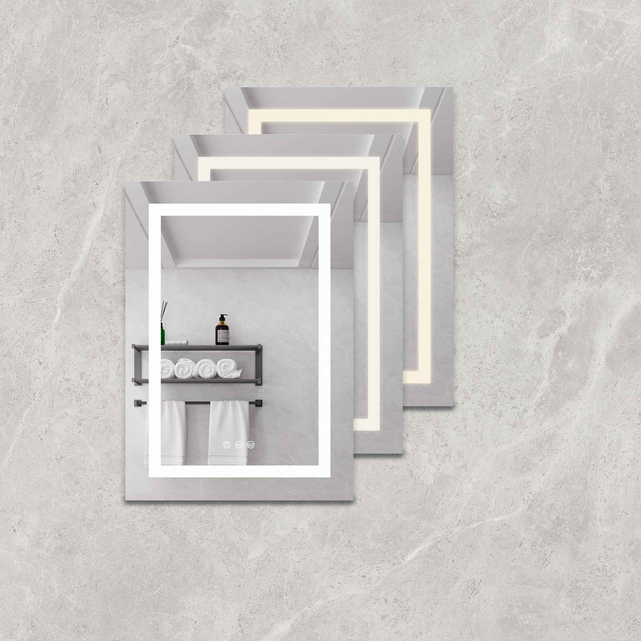 20 X 28" Bathroom Medicine Cabinet With Mirror Wall Mounted LED Bathroom Mirror Cabinet With Lights, Anti-Fog, Waterproof, Dimmable, 3000K~6000K, Single Door, Touch Swich, Storage Shelves - Silver