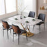 BV Dining Chairs Set of 6, PU Leather Armless Kitchen Chair in Modern Walnut Style, Mid Century Bentwood Side Chair with Metal Legs, Retro Accent Guest Chair for Kitchen Dining Room(Black)