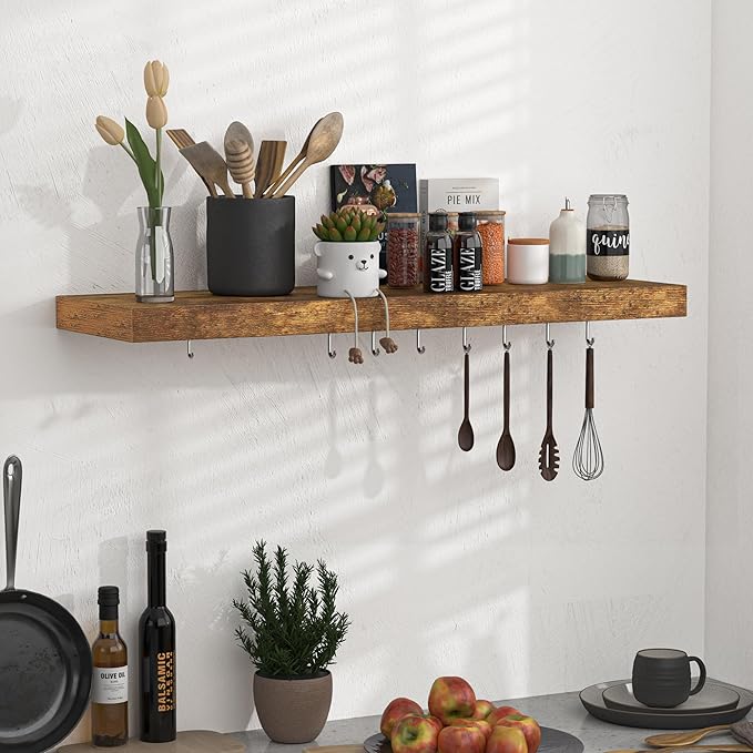 Floating Shelves - 10.3 Inch Deep Wall Shelf for Decor & Storage - Wall Mounted Display Shelving with Invisible Heavy-Duty Metal Bracket - 36