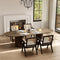 Rattan Dining Chairs Set of 4, Farmhouse Wicker Dining Chairs with Removable Linen Cushion Accent Cane Armchair for Dining Room Kitchen Restaurant, Black