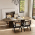 Rattan Dining Chairs Set of 4, Farmhouse Wicker Dining Chairs with Removable Linen Cushion Accent Cane Armchair for Dining Room Kitchen Restaurant, Black