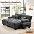 Loveseat Modular Sectional Sofa, U Shaped Couch with Ottoman, Cloud Couch Sectional Couch Home Sofa Living Room Oversized Couch Deep Seat Couch with Round Bolster Armrests 4 Pillows(Gray)