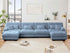 Modular Sectional Sofa, Comfy Cloud Couch 4 Seater Couch with Ottoman, Sectional Couches for Living Room, Modern Chenille U Shaped Couches, Sleeper Deep Seat Sofa with Throw Pillows, Blue
