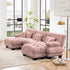 U Shaped Couch Sectional Couch, 3-Seater Cloud Couch Sectional Oversized Couch, Sofa Bed Couch with Round Bolster Armrests 5 Pillows, Modular Couch Home Sofa Living Room Couch(Pink)