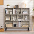LEYAOYAO 10 Cube Bookshelf,3 Tier Modern Wide Bookcase with Legs,Mid-Century Wood Bookshelves Storage，Retro Grey Large Book Case,Freestanding Organizer Display Shelf for Bedroom,Living Room,Office