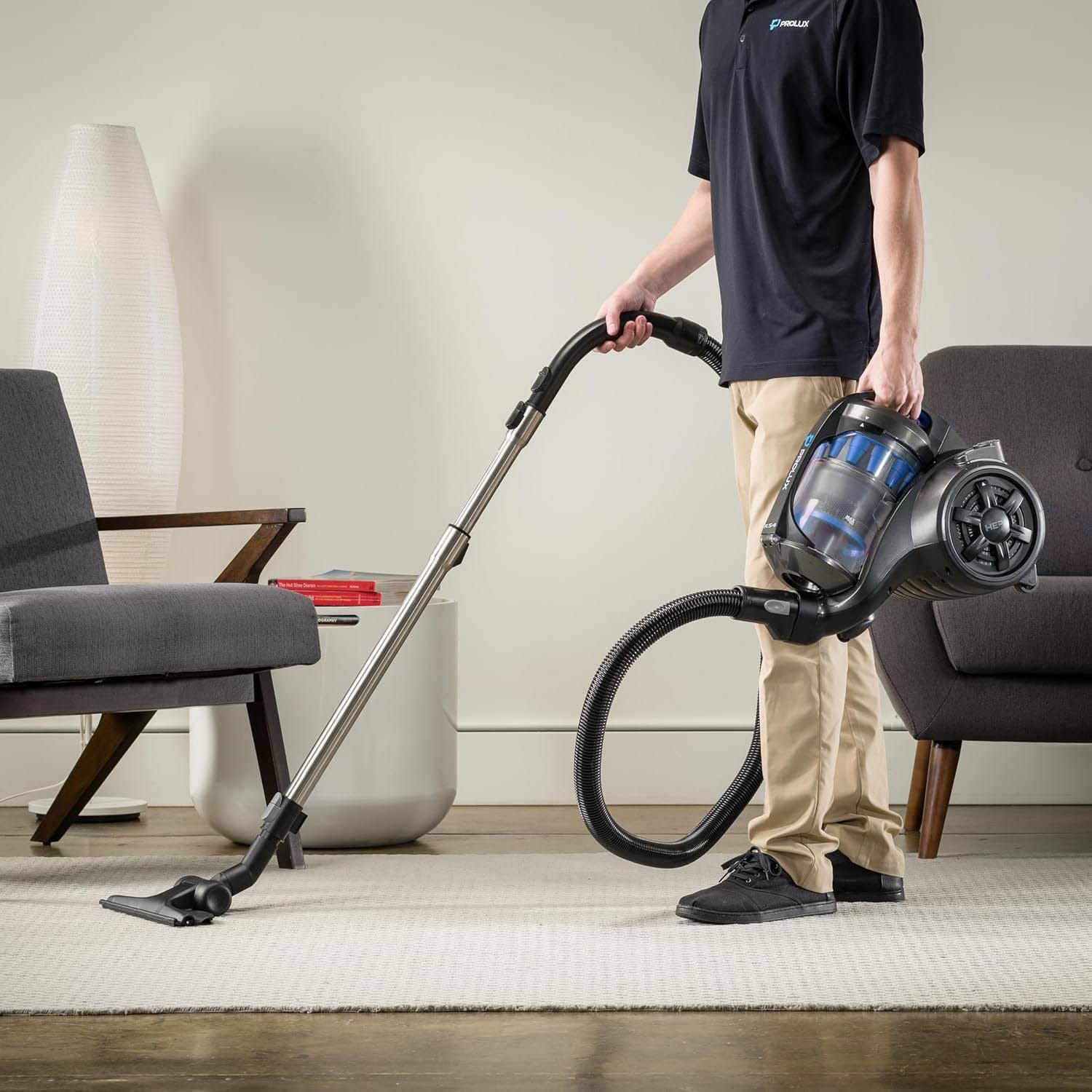 Prolux RS4 Lightweight Bagless Canister Vacuum with HEPA Filtration Premium Button Lock Tools and Automatic Cord Rewind