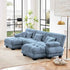 Modular Sectional Sofa, Comfy Cloud Couch 3 Seater Couch with Ottoman, Sectional Couches for Living Room, Modern Chenille U Shaped Couches, Sleeper Deep Seat Sofa with Throw Pillows, Blue