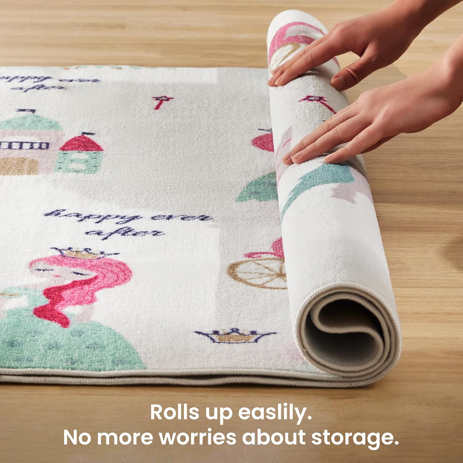 Kids Rugs for Playroom, Non Slip Area Rugs for Bedroom - Princess Castle