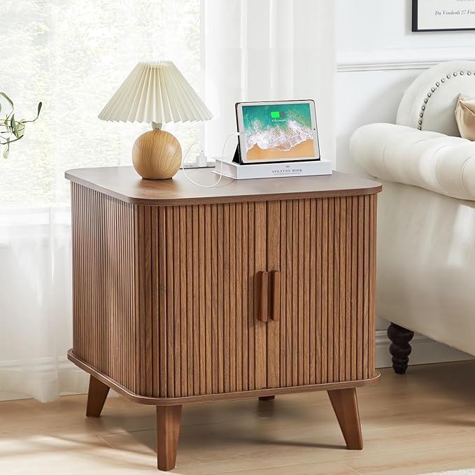 Farmhouse Square End Table with Charging Station, 24