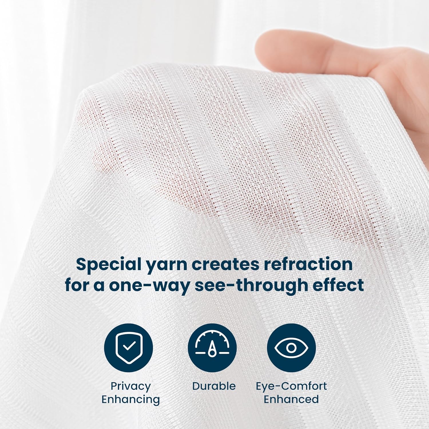 Non-See-Through Thermal Insulated White Sheer Curtains 2 Panels Set Light Filtering Window Drapes with Rod Pocket