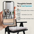 Rattan Dining Chairs Set of 6, Farmhouse Wicker Dining Chairs with Removable Linen Cushion Accent Cane Armchair for Dining Room Kitchen Restaurant, Black