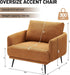 Oversized Accent Chair Set of 2 for Living Room Chairs Reading Arm Chair Comfy Modern Single Sofa Side Chairs with Metal Legs & Soft Cushion for Bedroom, Balcony,Waiting Room (Polyester, Caramel)