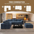 118" 6-Seater Cloud Sofa,Modular Sectional Couch with Ottoman,Modern Deep Seat Upholstered Couches with Plush Corduroy Fabric for Living Room Furniture,Bedroom and Apartment,No Assembly Required,Blue