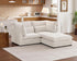 Oversized Modular Sofa, Extra Deep Cloud Chenille Sectional Couch with Ottoman Chaise, Fluffy Chenille Loveseat L Sofa for Living Room, Villa (Loveseat+Ottoman, Chenille White)