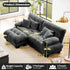 Loveseat Modular Sectional Sofa, L Shaped Couch with Ottoman, Cloud Couch Sectional Couch Home Sofa Living Room Oversized Couch Deep Seat Couch with Round Bolster Armrests 4 Pillows(Gray)